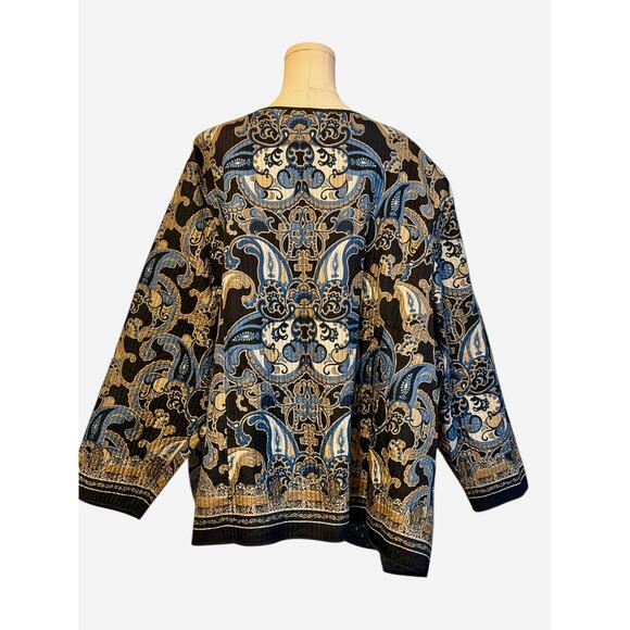 Catherines Quilted Jacket Womens 4X 30/32W Reversible Open Front Lined Paisley - Picture 2 of 9